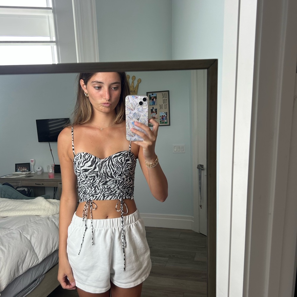 Princess Polly Black and White Zebra Crop Top